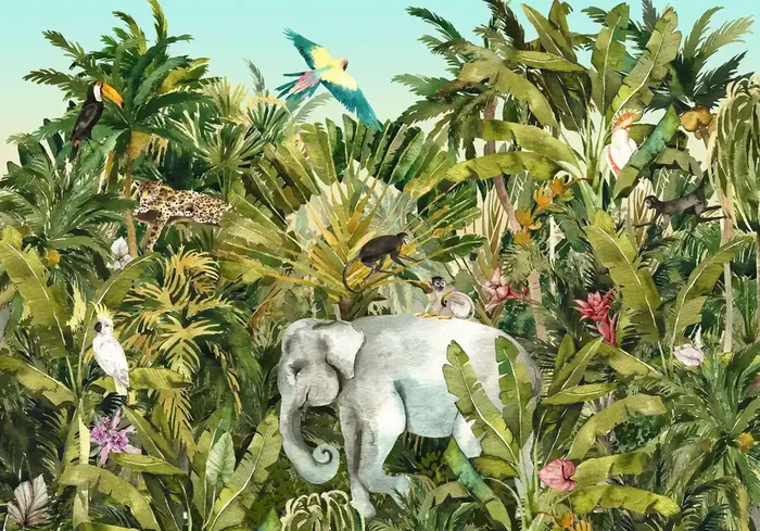 fotomural jungla con animales verde de Komar – 610861