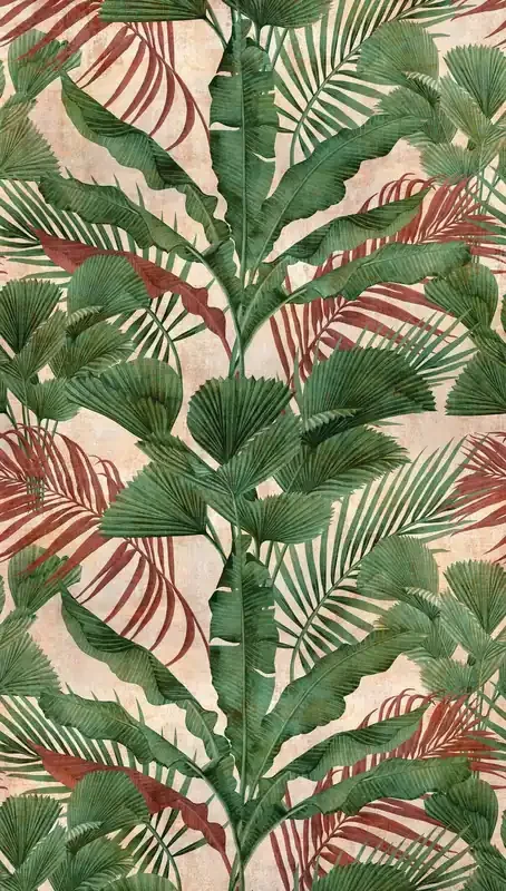 fotomural jungla verde, beige, rojo y marrón de Livingwalls – AS-391852