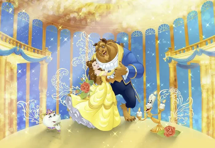 fotomural la bella y la Bestia azul y amarillo de Disney – 612210