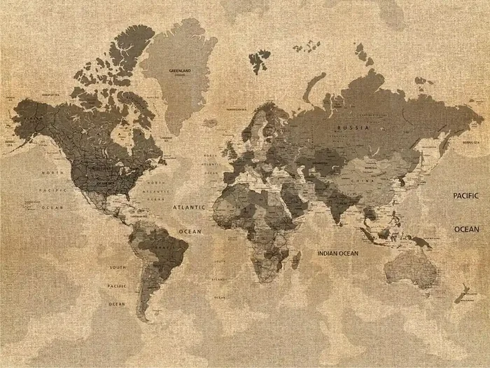 fotomural mapa del mundo beige y marrón de Sanders & Sanders – 600498