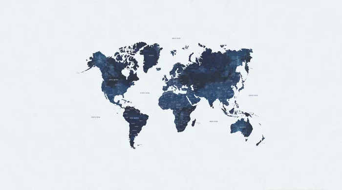 fotomural mapa del mundo vintage con textura de tejido azul de ESTAhome – 159136