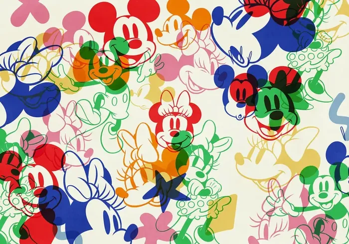 fotomural Mickey & Minnie Mouse azul, verde y rojo de Disney – 612791