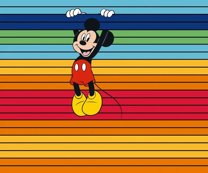fotomural Mickey Mouse naranja, rojo y azul de Disney – 612766