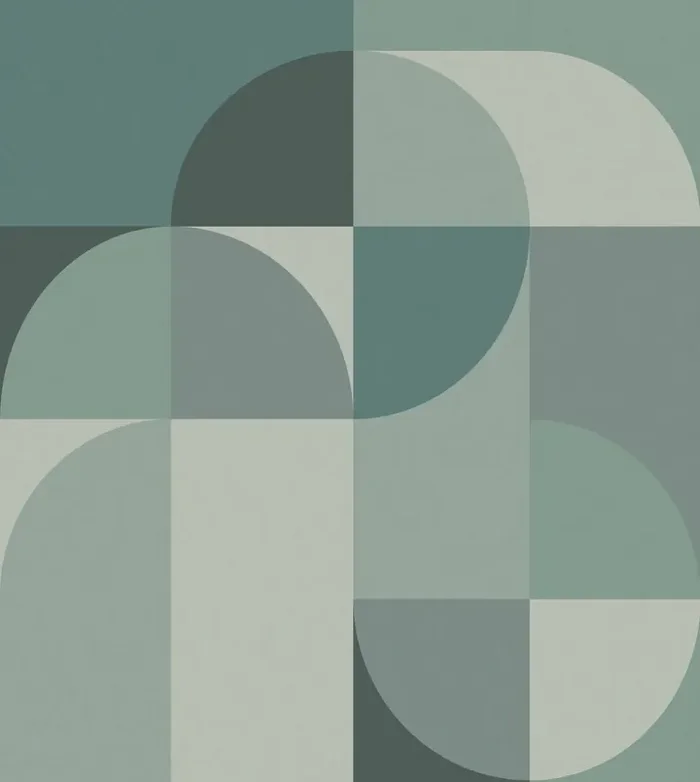 fotomural motivo geométrico en estilo Bauhaus turquesa grisáceo de Origin Wallcoverings – 357323