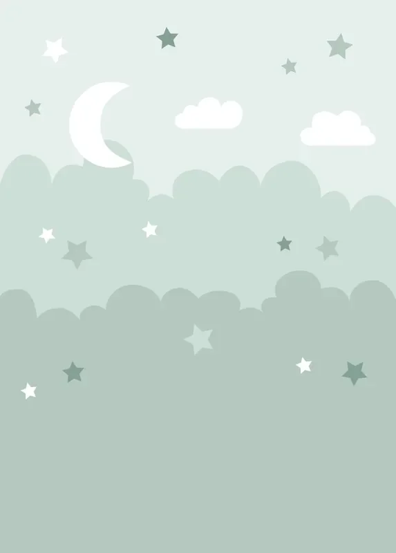 fotomural nubes y estrellas menta verde de ESTAhome – 159248