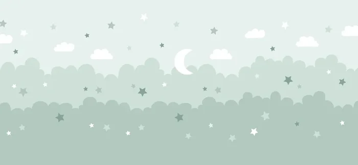 fotomural nubes y estrellas menta verde de ESTAhome – 159273