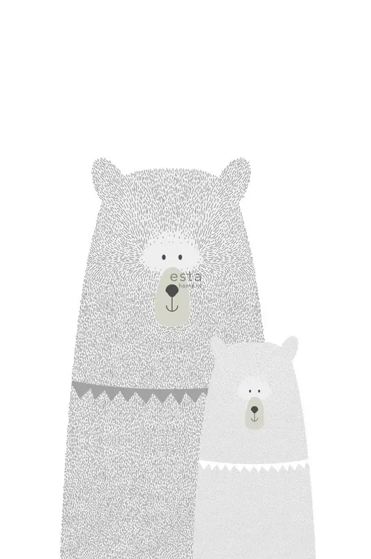 fotomural osos madre e hijo gris claro de ESTAhome – 158837