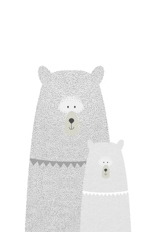 fotomural osos madre e hijo gris claro de ESTAhome – 159323