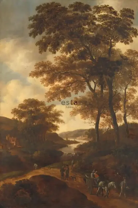 fotomural paisaje boscoso naranja de ESTAhome – 158883