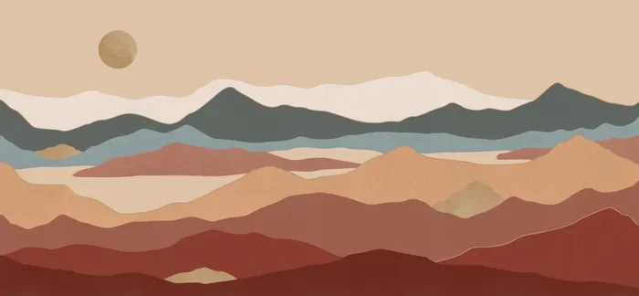 fotomural paisaje desértico rojo barro cocido y azul de ESTAhome – 159482