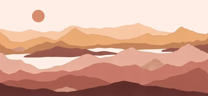 fotomural paisaje desértico rosa terracota y marrón terracota de ESTAhome – 159476
