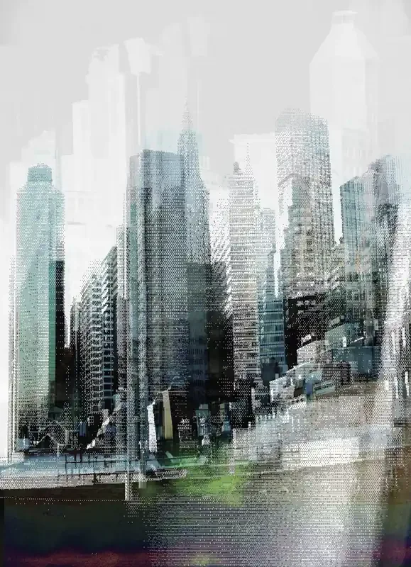 fotomural paisaje urbano azul, gris y verde de Sanders & Sanders – 612273