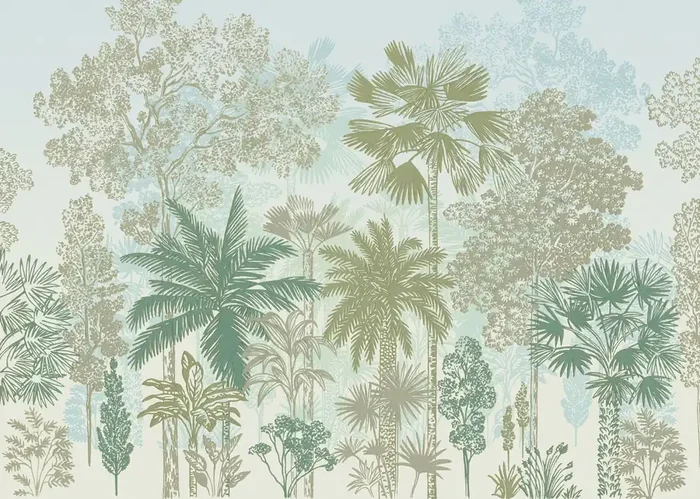 fotomural palmeras azul y verde de Komar – 611217