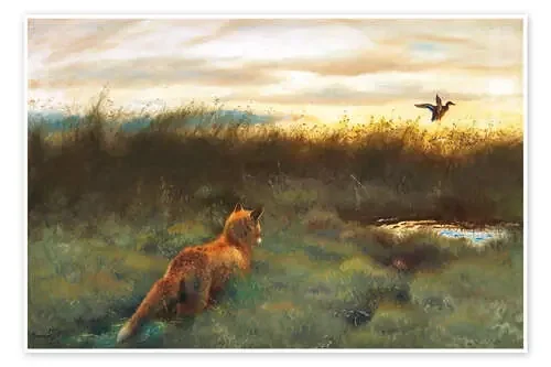 Fox y pato de Bruno Andreas Liljefors Master Collection