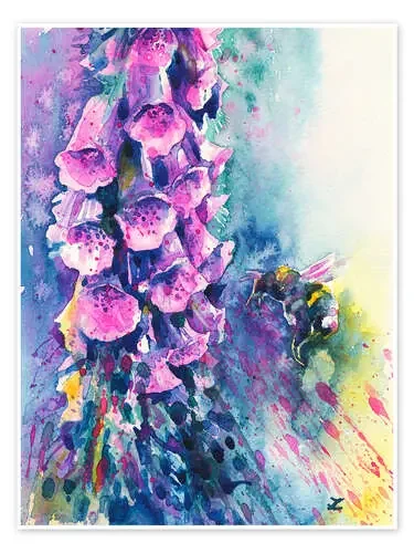 Foxgloves and Bumblebee de Zaira Dzhaubaeva