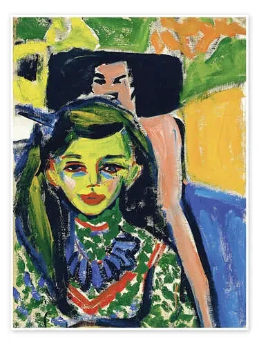 Fränzi delante de una silla tallada de Ernst Ludwig Kirchner Master Collection