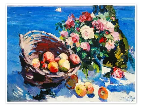 Fruit basket and bouquet of flowers, 1916 de Konstantin Alexejewitsch Korovin ARTOTHEK