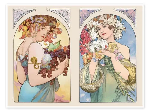 Fruta y flores de Alfons Mucha Master Collection