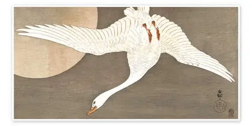 Ganso blanco y luna llena de Ohara Koson Master Collection