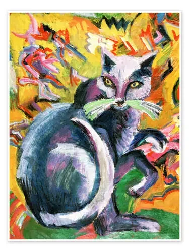 Gato gris en almohada de Ernst Ludwig Kirchner akg-images