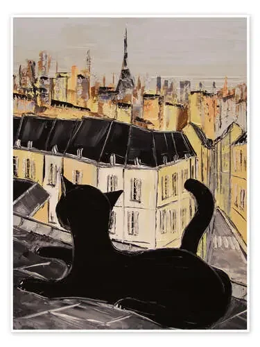 Gato negro en los tejados de París de JIEL