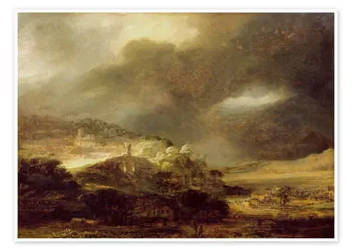Gewitterlandschaft mit Gebirgsstadt de Rembrandt van Rijn akg-images