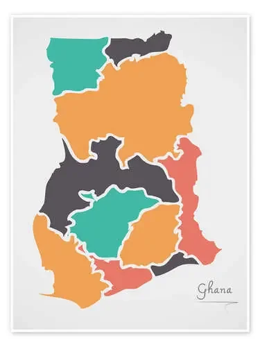Ghana map modern abstract with round shapes de Ingo Menhard