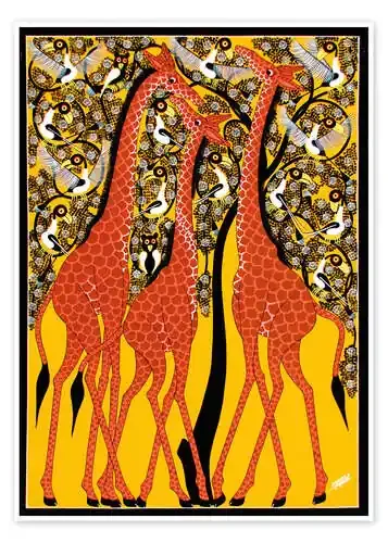 Giraffe Trio under the tree de Mangula Tanzania Art & Licensing