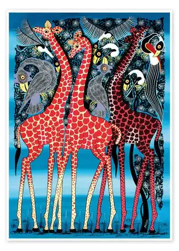 Giraffes at night de Maulana Tanzania Art & Licensing