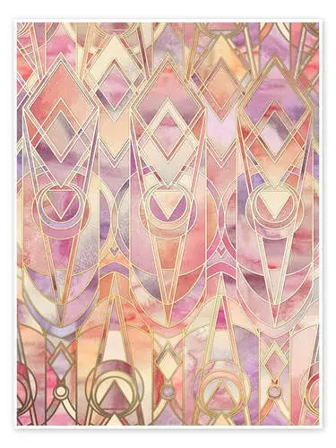 Glowing Coral and Amethyst Art Deco Pattern de Micklyn Le Feuvre