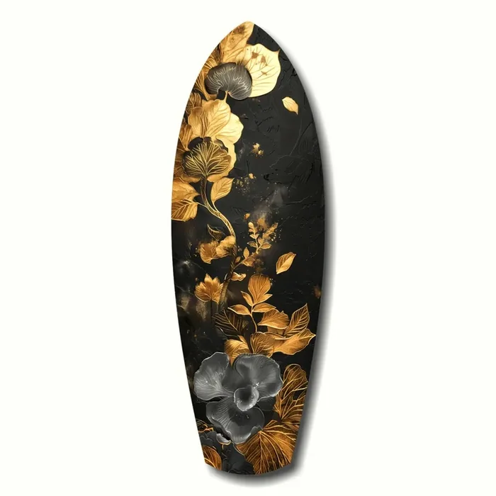 Golden Flower Glass Wall Art – 12 » X 35 «