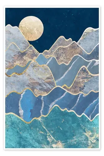 Golden mountain peaks in the moonlight de Sarah Manovski