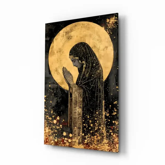 Golden Prayers of Mary Glass Wall Art Designer Collection – 28.5 » X 18 «