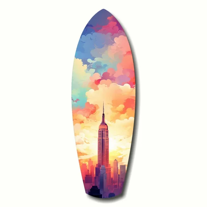 Golden Skyline Glass Wall Art – 12 » X 35 «