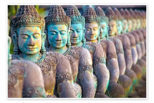 Green Buddha statues, Cambodia de Paul Kennedy