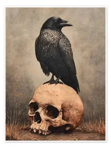 Halloween Raven on a Human Skull de TAlex