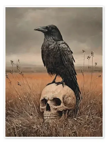 Halloween Raven on a Human Skull de TAlex