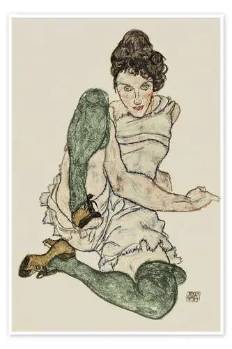 Hand Drawings, Seated Woman with Green Stockings, 1920 de Egon Schiele Master Collection