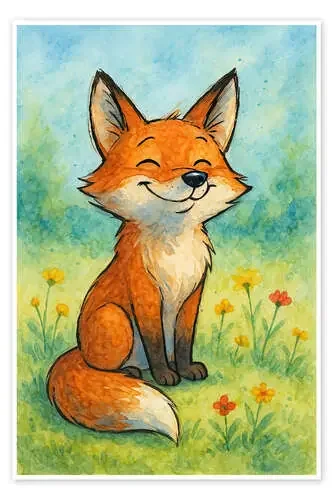 Happy fox in meadow de Natalie Bruns