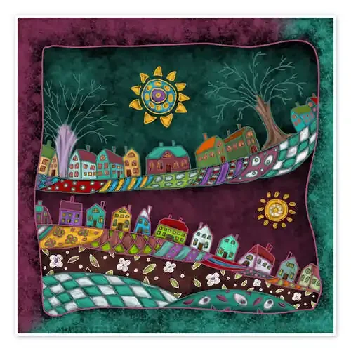 Happy World in Petrol de Heike Langenkamp