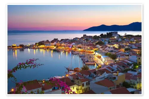 Harbour at dusk, Pythagorion, Samos, Aegean Islands, Greek Islands, Greece, Europe de Stuart Black Robert Harding