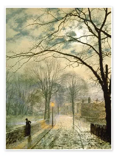 Herbstliche Vorstadtstrasse im Mondlicht auf der Insel Wight. 1878 de John Atkinson Grimshaw ARTOTHEK