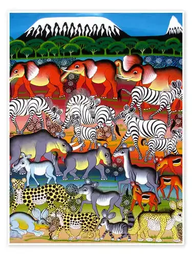 Herd of animals on Kilimanjaro de Abdallah Tanzania Art & Licensing