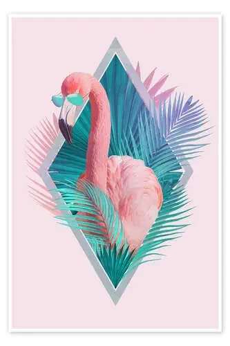 Hojas tropicales con flamenco de Robert Farkas