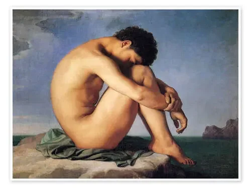 Hombre joven en el mar de Hippolyte Flandrin Master Collection