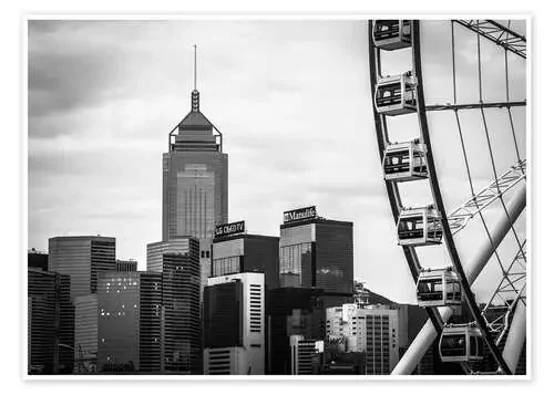 Hong Kong Ferris Wheel in black and white de Sebastian Rost