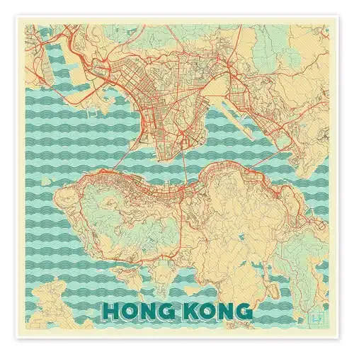 HongKong Map Retro de Hubert Roguski