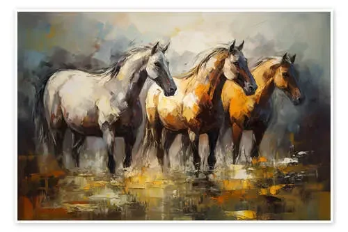 Horses in Summer de Michael artefacti