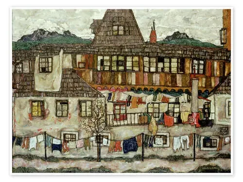 House with laundry drying, 1917 de Egon Schiele akg-images