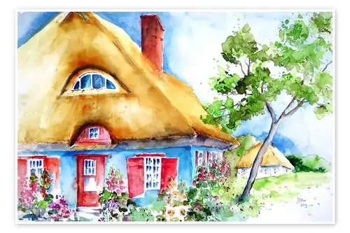 House with thatched roof at the Baltic Sea de Brigitte Dürr